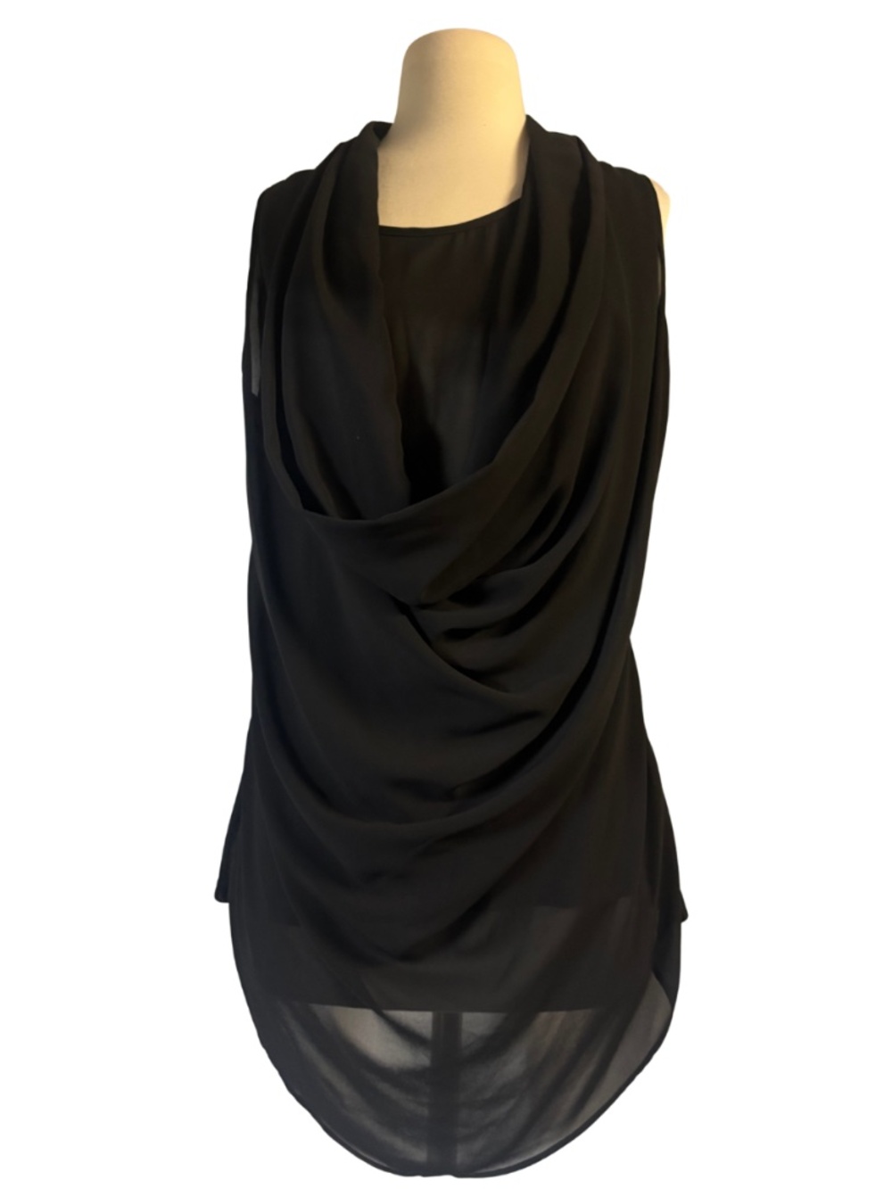 Black Sleeveless Cowl Neck Top